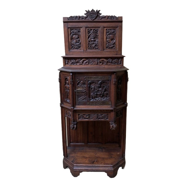 Antique Neo-Gothic Wooden Buffet, 1870 For Sale
