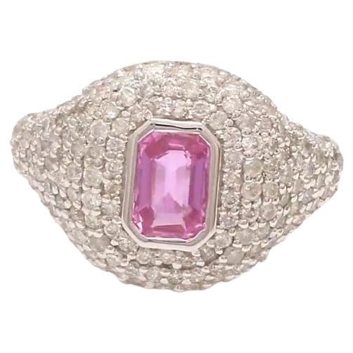 Early 21st Century Natural 0.35 cts pink sapphire & 1.41 cts diamond ring in 18k gold For Sale - Image 5 of 18