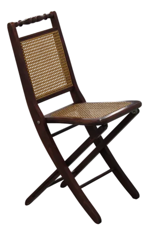 Wood and Cane Folding Chair, 1970s