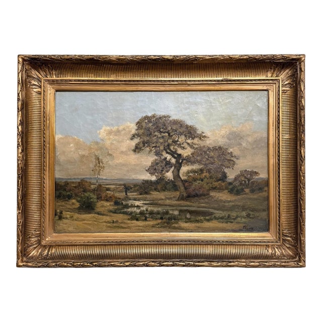19th Century Oil Painting on Canvas in Original Gilt Frame by Théodore Baron (1840–1899) For Sale