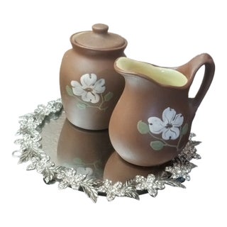 Pair of Vintage Pigeon Forge Pottery Tennessee Creamer & Sugar Set For Sale