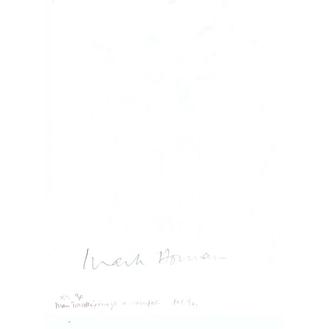 1991 "Man Traveling Through a Waterfall" painting on paper by Northern Virginia by DC area artist Mark Dorman. Signed on...