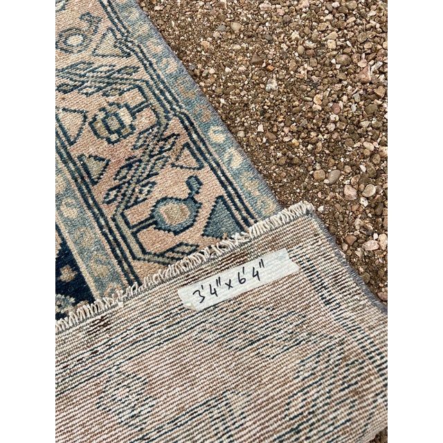 1960s Vintage Persian Blue Color With Cream Field Color Medium Size Rug For Sale In Houston - Image 6 of 6