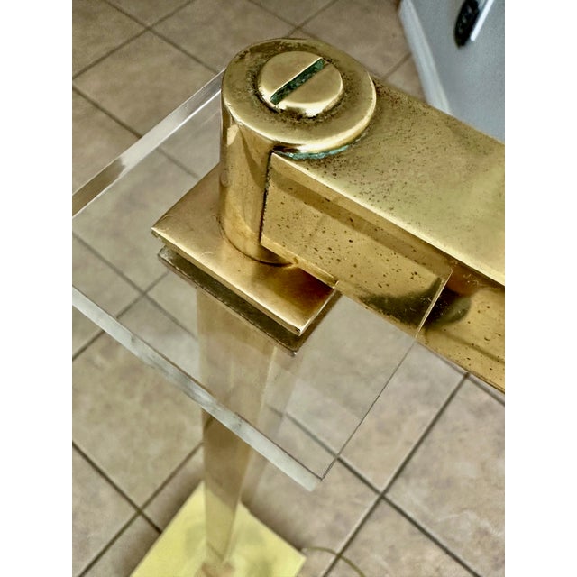 Frederick Cooper Solid Brass & Lucite Swing Arm Floor Lamp For Sale - Image 16 of 18