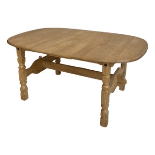 1970s Danish Brutalist Extendable Oak Dining Table in the Style of Henning Kjærnulf For Sale