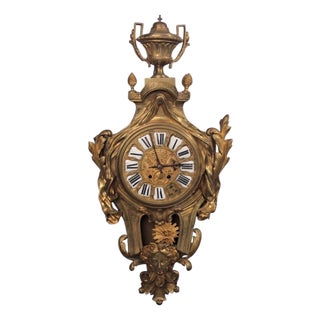 Louis Xv, Figural Cartel Clock, Dore Bronze, France, 19th Century For Sale