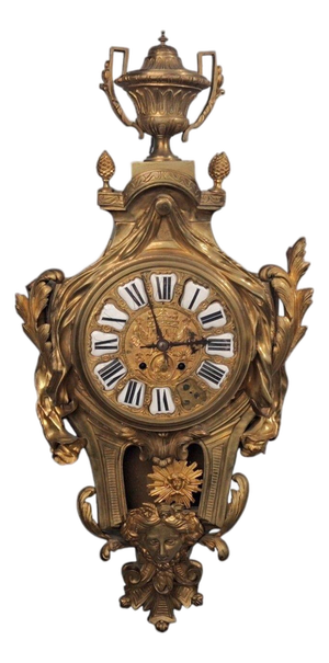 Louis Xv, Figural Cartel Clock, Dore Bronze, France, 19th Century