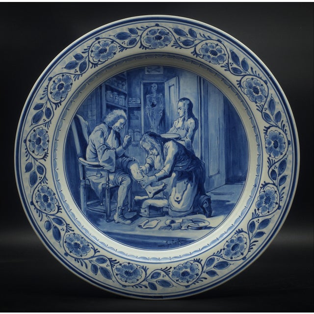 1940s Blue and White Plate from Royal Delft, 1941 For Sale - Image 5 of 5