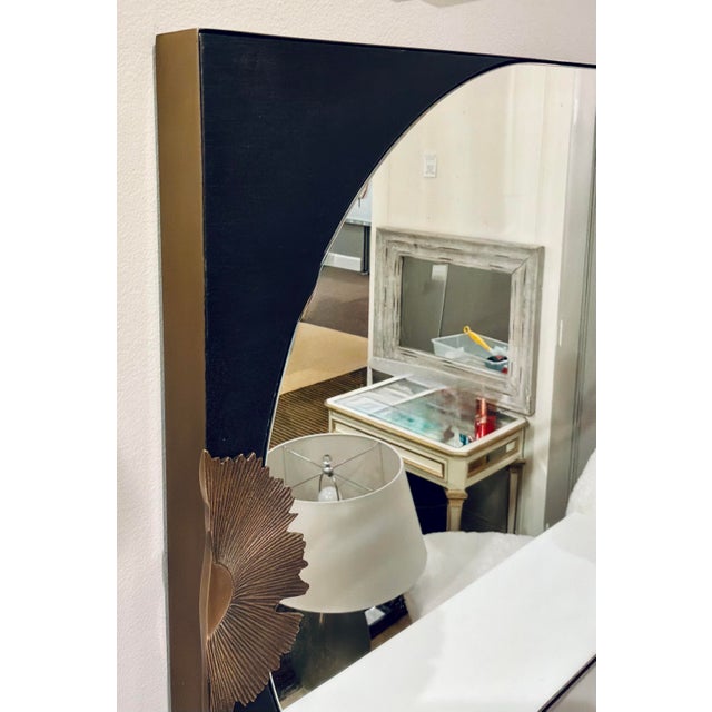 Modern Arteriors Modern Brass and Wood Envy Wall Mirror For Sale - Image 3 of 4