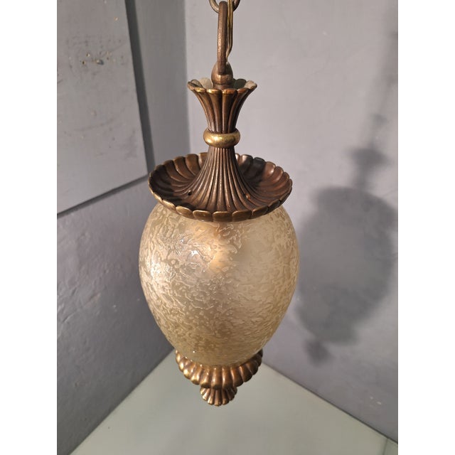 Chandelier in Bronze Decorated with Acidic Glass by Archimedes Seguso for Seguso Murano, 1940s For Sale - Image 10 of 11