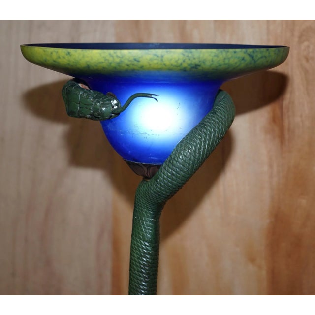 Vintage Bronzed Snake Floor Standing Lamp by Edgar Brandt For Sale - Image 3 of 16