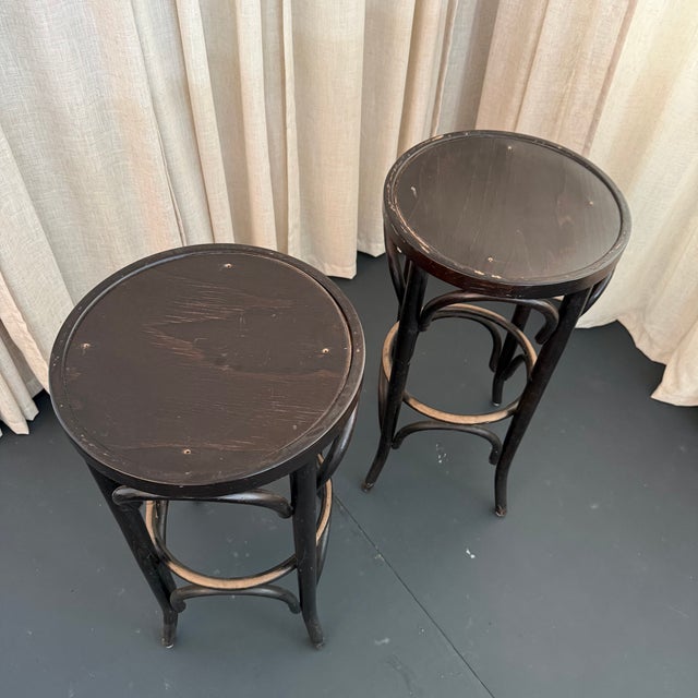 Mid 20th Century Pair of Mid-Century Thonet Style Bentwood Bar Stools For Sale - Image 5 of 6