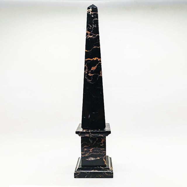 Big Obelisk in Black Portoro. Black and Gold colors. 1970s, made in Italy. Hand Carved, Perfect condition. Measures: 9.5 x...