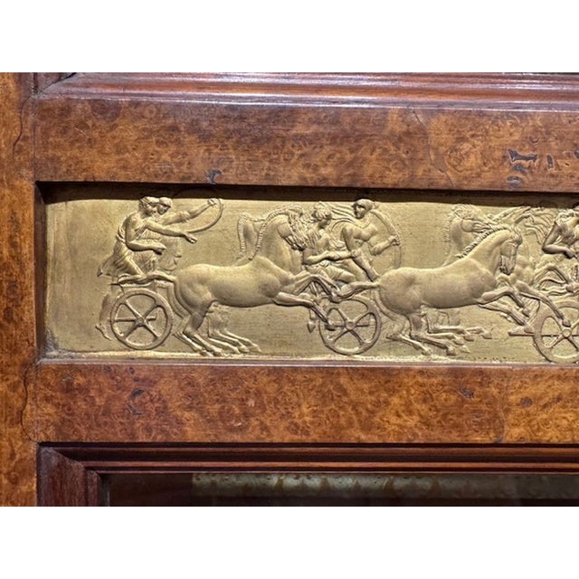Traditional Antique Italian Large Scale Empire Style Walnut Breakfront Cabinet For Sale - Image 3 of 6
