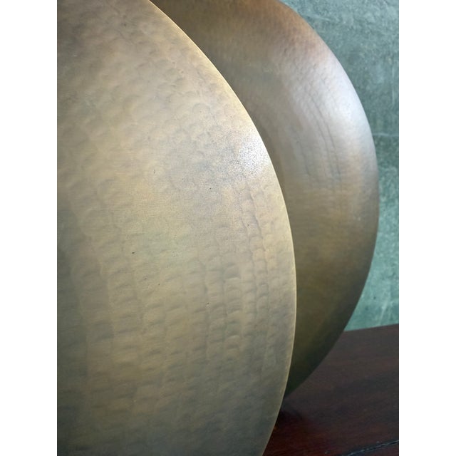 Pair of Hand-Hammered Vintage-Finish Bronze Vases — Ø 40 Cm & Ø 30 Cm For Sale - Image 4 of 6