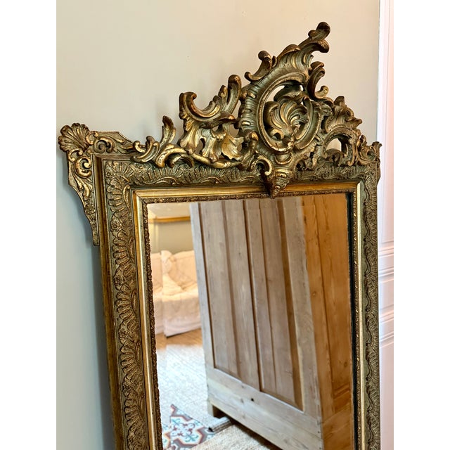 Large Antique French Gilded Mirror with Rococo Detailing For Sale - Image 16 of 18