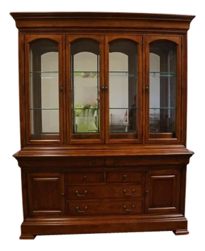 Thomasville Furniture King Street Collection Solid Cherry Traditional Contemporary 70" Buffet W. Lighted Display China Cabinet 42621-430