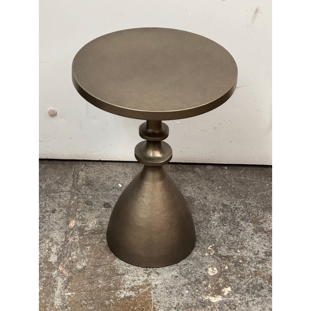 Arhaus Sculptural Bronze Finish Pedestal Martini Side Table For Sale - Image 12 of 12