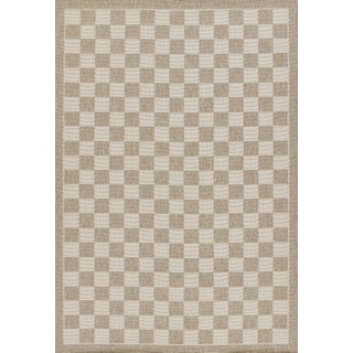 Erin Gates by Momeni Saybrook Check Grey Indoor/Outdoor Area Rug 6'6" X 9' For Sale