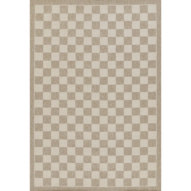 Erin Gates by Momeni Saybrook Check Grey Indoor/Outdoor Area Rug 6'6" X 9' For Sale