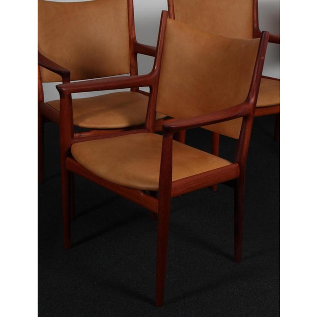 Model JH513 Chairs in Mahogany and Leather attributed to Hans J. Wegner, 1960s, Set of 4 For Sale - Image 4 of 10