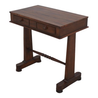 Vintage English Regency Bench Made Rosewood Library Table For Sale