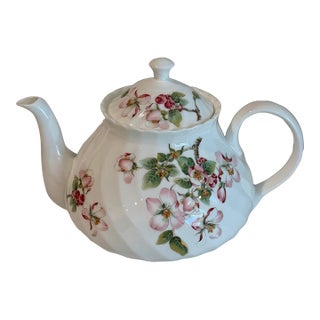 Vintage Wedgwood Apple Blossom Bone China Teapot For Sale