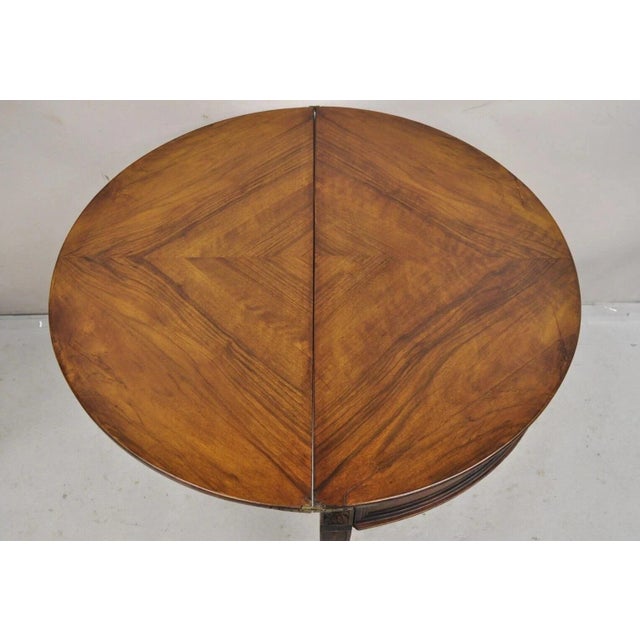 Antique Mahogany Demilune Flip Top Console Game Table With Hidden Drawer For Sale In Philadelphia - Image 6 of 13