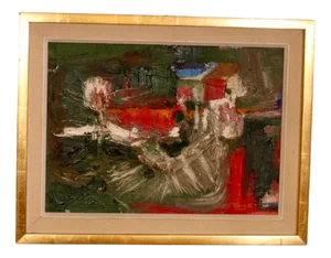 T. Berg, Abstract, 1960s, Oil Painting, Framed
