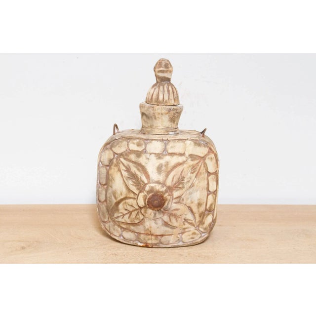 Rustic Vintage Carved Wooden Bottle For Sale - Image 3 of 6