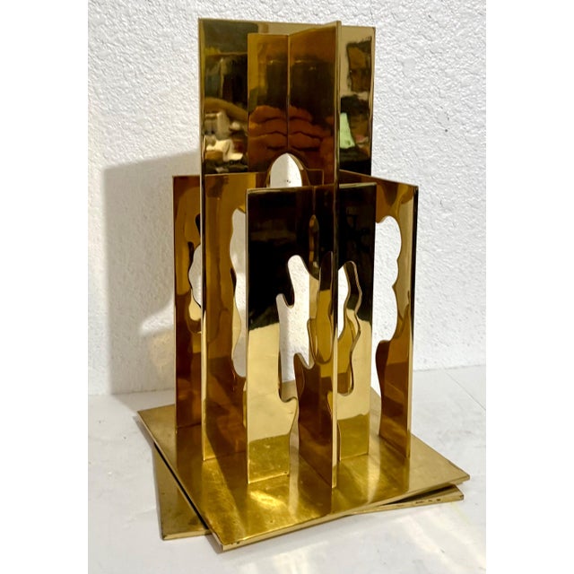 Menashe Kadishman, Israeli Pop Art Abstract Cutout Trees Kinetic Gilt Sculpture Menashe Kadishman, c.1970's For Sale - Image 12 of 18