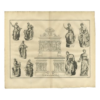 After Bernard de Montfaucon, Mythological Scene, Classical Figures and Clouds, 1721, Engraving For Sale