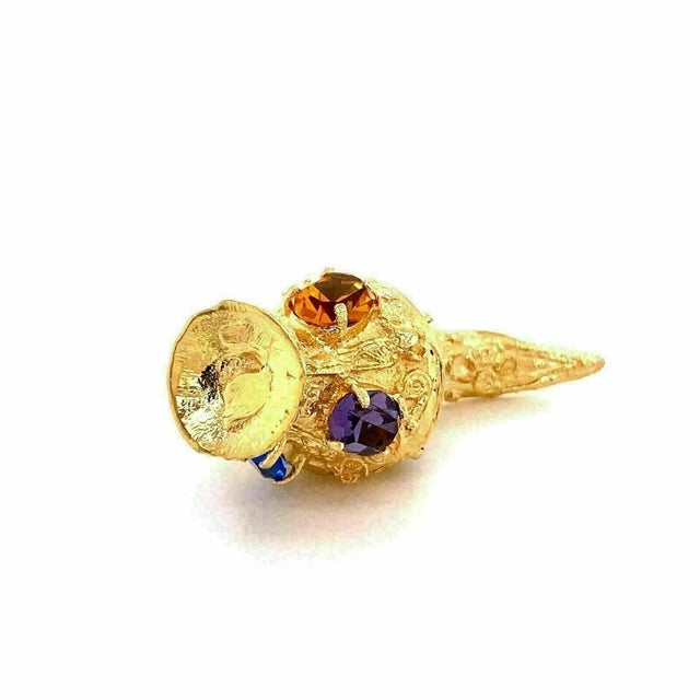 Gemstone Mid 20th Century Amethyst & Sapphire 14k Yellow Gold Water Jug Charm Pendant For Sale - Image 7 of 8