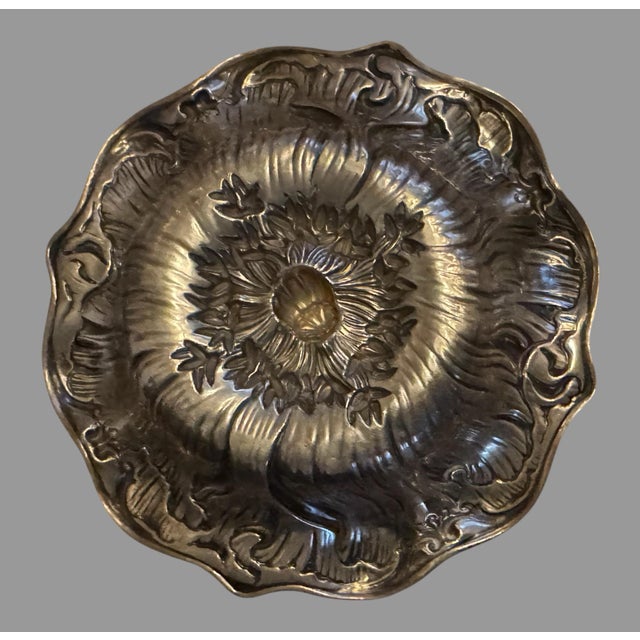 Art Nouveau Antique Victorian Art Nouveau Embossed Sterling Silver Nut Dish For Sale - Image 3 of 5