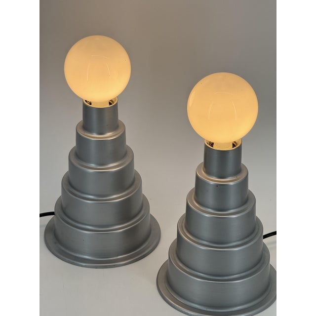 Silver Vintage Table Lamp in Aluminum, 1970s For Sale - Image 8 of 13