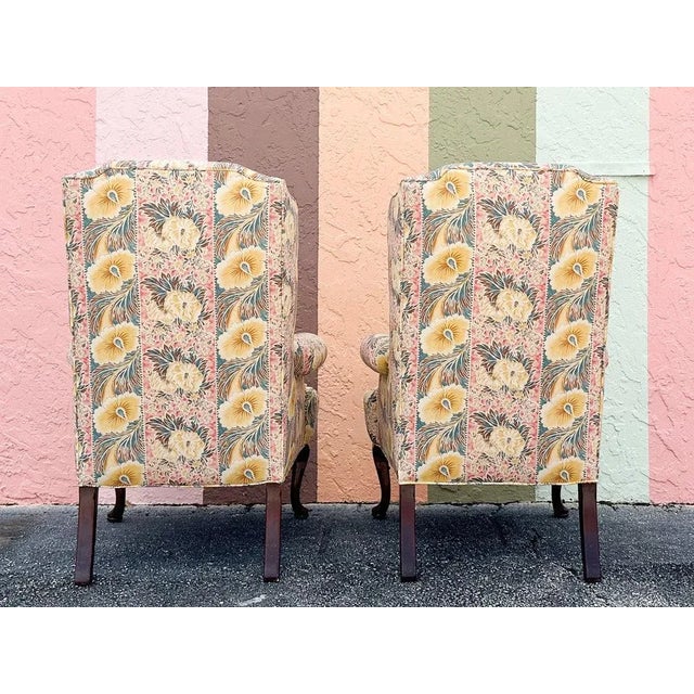 1980s 1980s Palm Beach Regency Palm Beachy Wingback Chairs - a Pair For Sale - Image 5 of 12