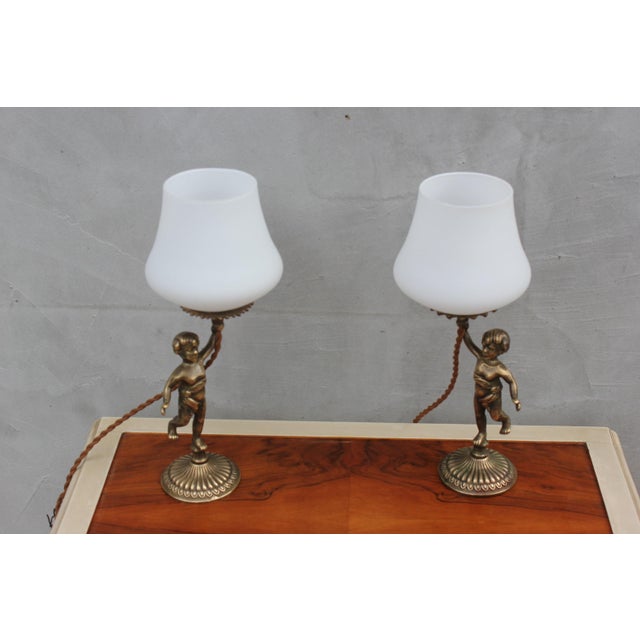 Vintage Cherub Bedside Lamps in Brass For Sale - Image 4 of 10