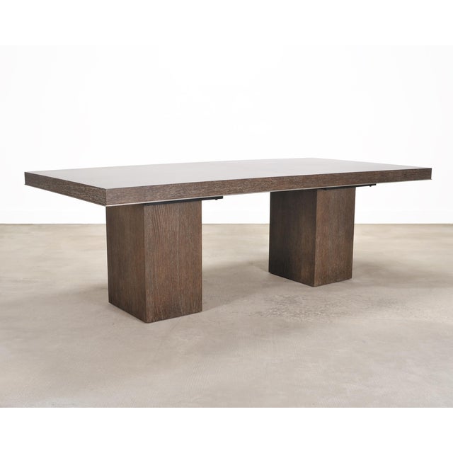 2000 - 2009 Bernhardt Linea Cerused Oak Modern Pedestal Dining Table 7.5 Ft For Sale - Image 5 of 17