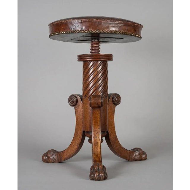English Antique Regency Revolving Piano Stool For Sale In Boston - Image 6 of 13
