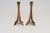 Mid-Century Modern Pair of Sculptural Vintage Austrian Brass and Walnut Candlesticks For Sale - Image 3 of 18