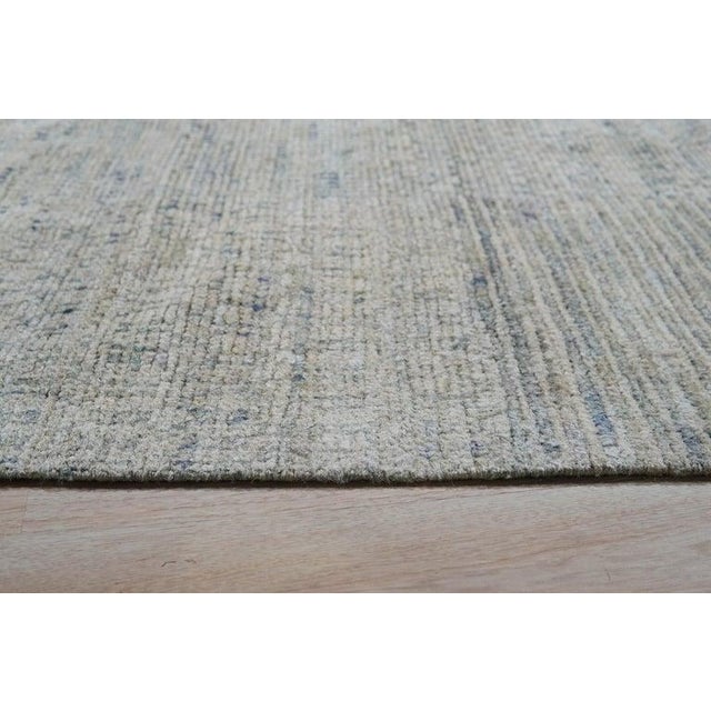 Contemporary 8x10 Green Hand-Knotted Silk Subtle Woven Texture Solid Open Field Carpet Rug For Sale - Image 3 of 6