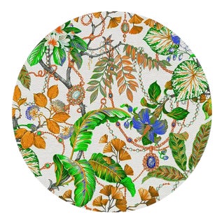 Nicolette Mayer Plumeria Tangerine 16" Round Pebble Placemats, Set of 4 For Sale