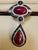 Vintage Large Pendant 40Ct Natural Ruby No Heat & Black & White Diamond 18KWG This Large eye catching Pendant Necklace...
