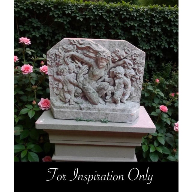 Stone Gray Vintage Bacchic Garden Relief Sculpture — Cherubs & Garland Motif (13½″ × 14½″) For Sale - Image 8 of 8