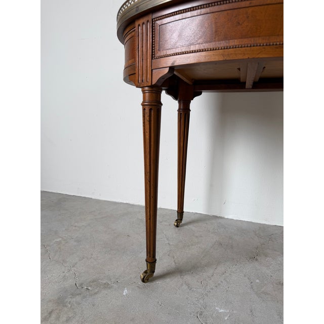Vintage Baker Furniture Louis XVI-Style Bouillotte Side Table With Brass Gallery and Single Drawer For Sale - Image 13 of 16