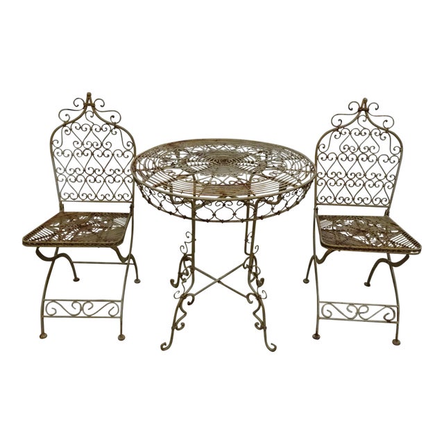 Wrought Iron Table & Chairs For Sale