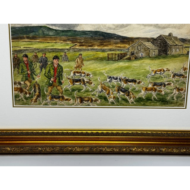 Original Painting C1943 the Badsworth Hunt on Foot, Easingwold: A Wartime Yorkshire Sporting Scene Framed by George Anderson Short For Sale - Image 10 of 18