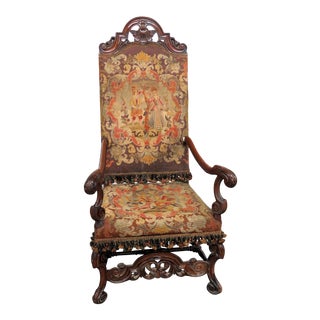 Early 20th Century Renaissance Style Throne Chair For Sale