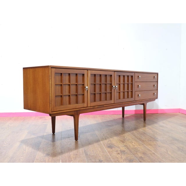 Brown 1960s Mid Century Modern Vintage Teak Sideboard Credenza in the Style of Younger For Sale - Image 8 of 14