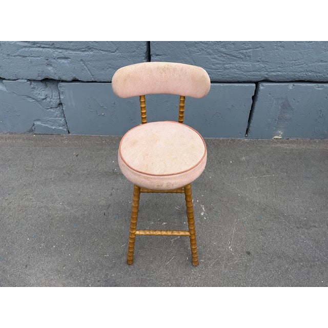 Faux Bamboo Swivel Barstools, Wood, Stools For Sale - Image 13 of 16